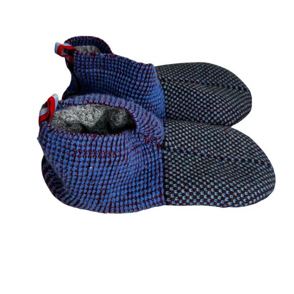 Bombas Gripper Slipper Merino Wool Blend Size Large Blue Green Red Pull On Sock - Picture 1 of 8